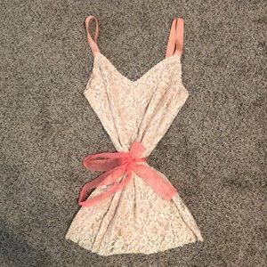Adolfo Dominguez pink/tan mini dress